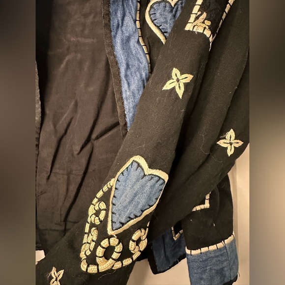 New Identity Black with Denim Patches Embroidery Jacket - Picture 8 of 8